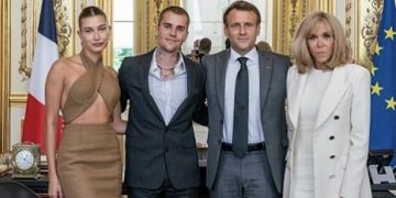 Бийбър и Хейли на посещение при Макрон